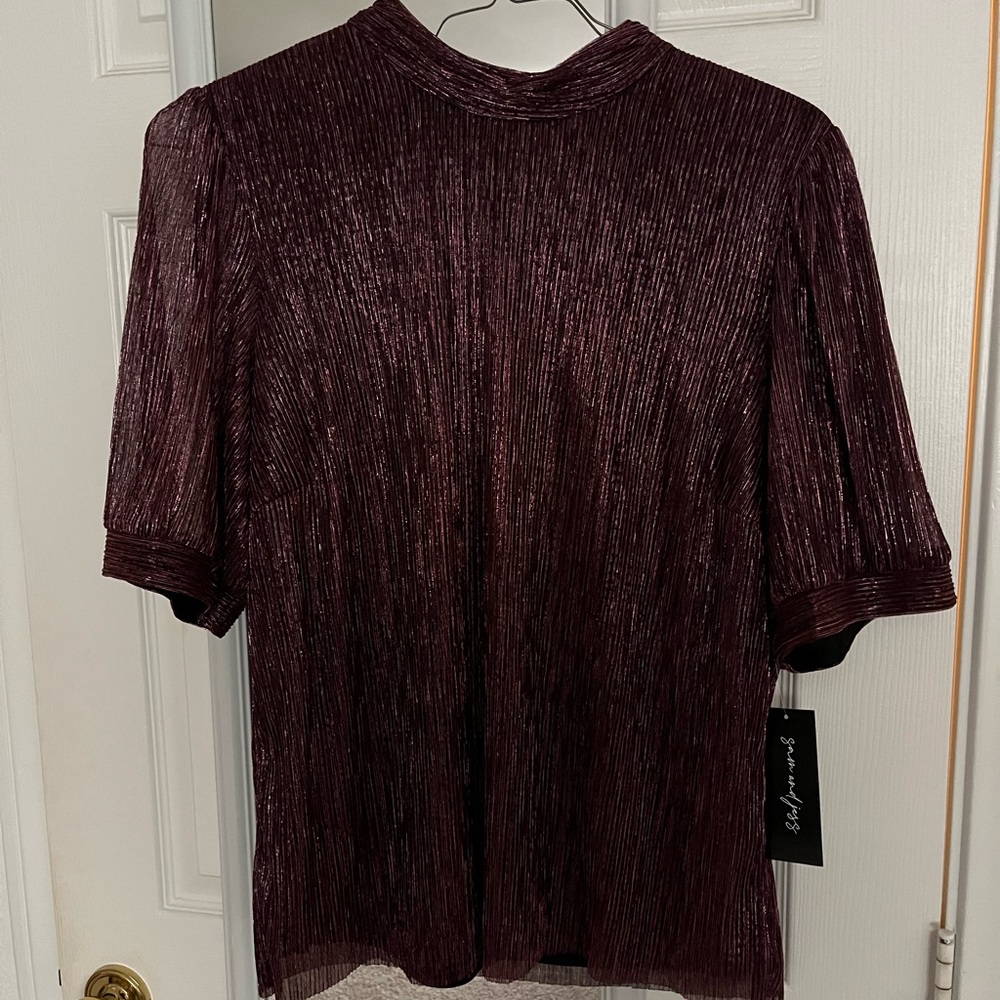 Burgundy soft sparkly blouse
